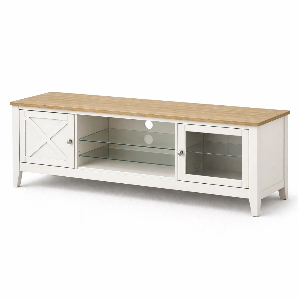 TV Lowboard Weiss Glas-danorae